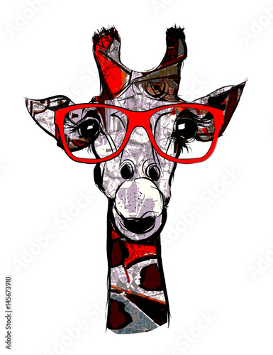 Nowoczesny obraz na płótnie Giraffe with sunglasses