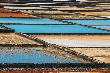 Salinas de Janubio, salt mine at the island of lanzarote, Spain