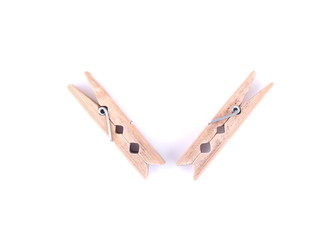 Clothespins on a white background