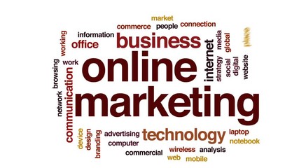 Poster - Online marketing animated word cloud, text design animation.