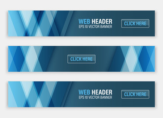 Poster - web header, set of vector horizontal abstract banners.