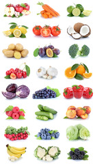  Obst und Gemüse Früchte Sammlung Äpfel, Orangen Tomaten Beeren Bananen Salat Essen Freisteller