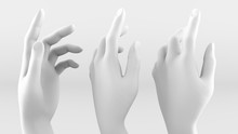 White Hand On A White Background. 3d Image, 3d Rendering.