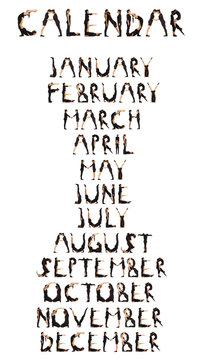 Black dressed people forming CALENDAR with mouth