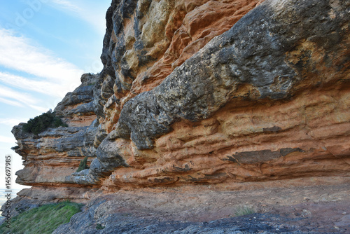 Fotografie, Obraz Conglomerate sedimentary rock of Salto de Roldan in Aragon