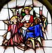 Stained Glass - Jesus and two disciples at Emmaus