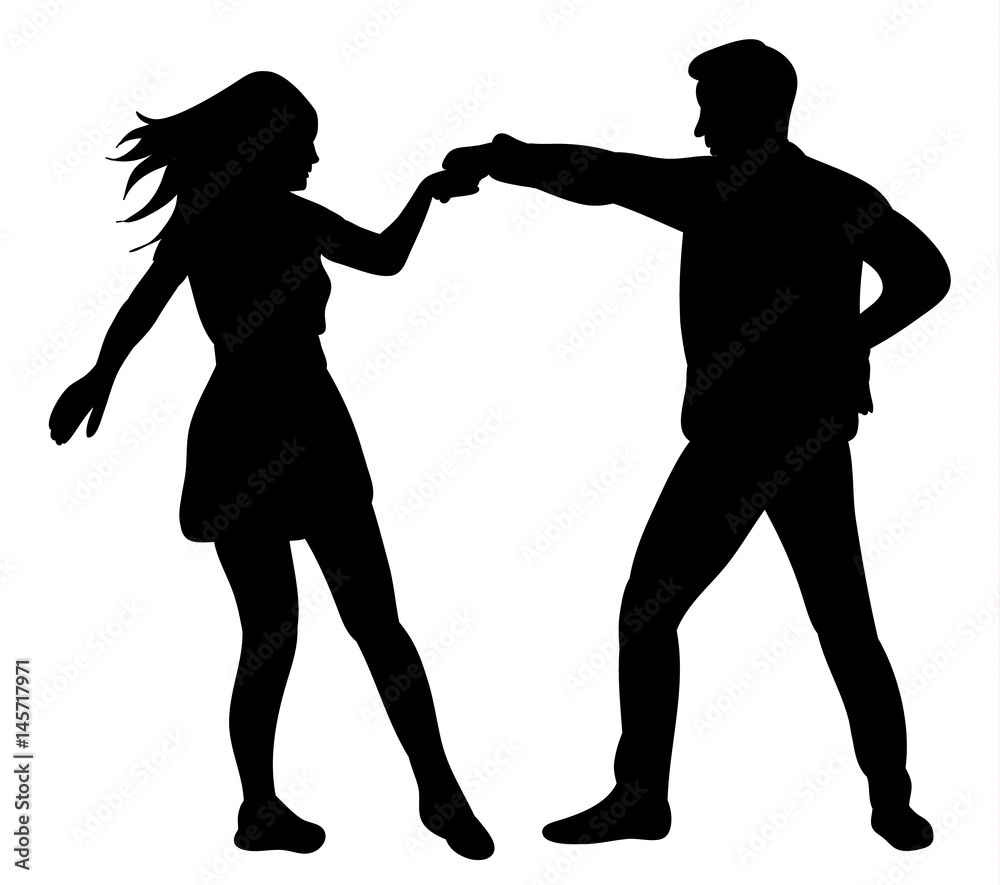 Guy and girl dancing silhouette vector, illustration Stock Vector | Adobe  Stock, image size:1000x885