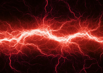 Wall Mural - Red electric lighting, abstract electrical storm