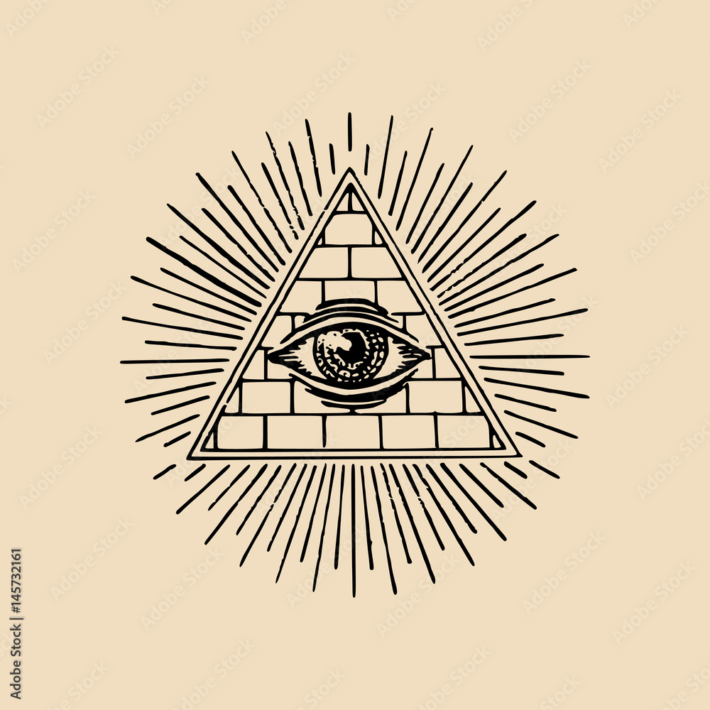 Gold Masonic Freemason Coin – Pyramid With All-Seeing Eye & American Eagle