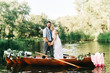 Amazing wedding couple on the boat