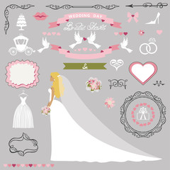 Wedding bridal shower decor set.Bride invitation card kit