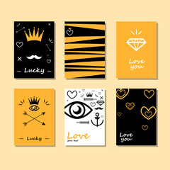 Poster - set of abstract posters with luck and love themes