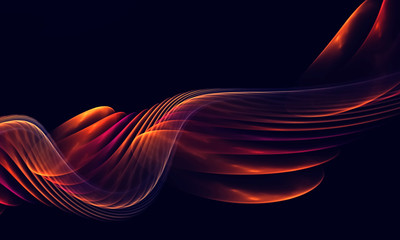 Wall Mural - abstract smooth wave on the black background for art projects, business, banner, template