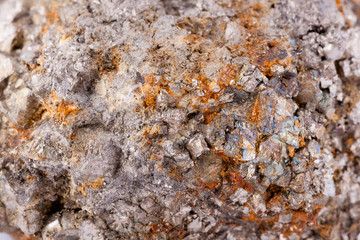 stone macro mineral arsenopyrite on a white background