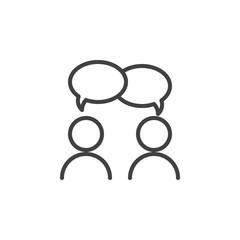 Fototapete - Collaboration, Conversation line icon, outline vector sign, linear style pictogram isolated on white. Chat, forum symbol, logo illustration. Editable stroke. Pixel perfect