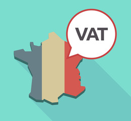 Sticker - Long shadow France map with  the value added tax acronym VAT