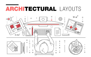 architectural layouts in trendy polygonal line composition. thin icons of buildings. professional pr