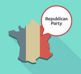 Poster - Long shadow France map with  the text  Republican  Party