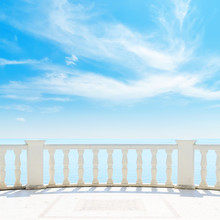 Clouds And Blue Sky Over White Balcony