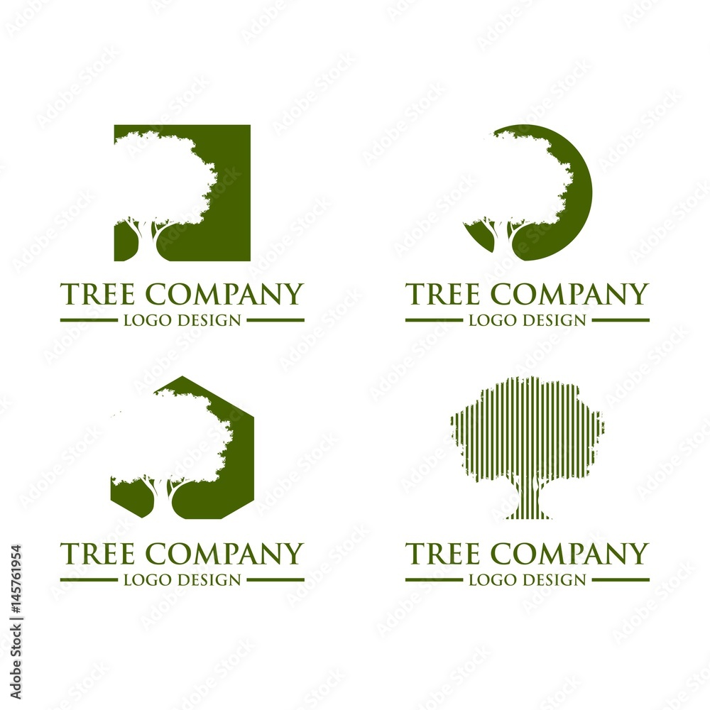 Green Tree Oak Logo Design Vector Template Stock Vector | Adobe Stock