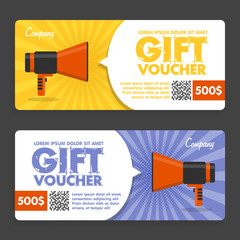 Gift Voucher. Flat Design. Announcement