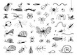 Set of Hand Drawn Insects or Small Animals Sketch Vector Illustration Isolated on White Background