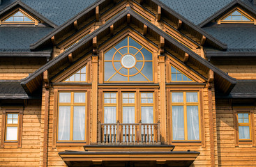 large window in a wooden house