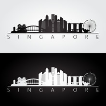 Singapore Skyline And Landmarks Silhouette