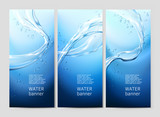 Fototapeta  - Vector illustration background with flows and drops of crystal clear water of light blue color