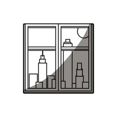 Wall Mural - outlined window city building sun image vector illustration