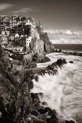 Sticker - Black and white Manarola in Cinque Terre