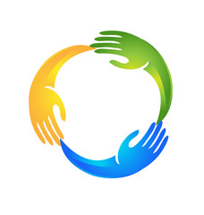 Vector - Hands in a circle shape logo