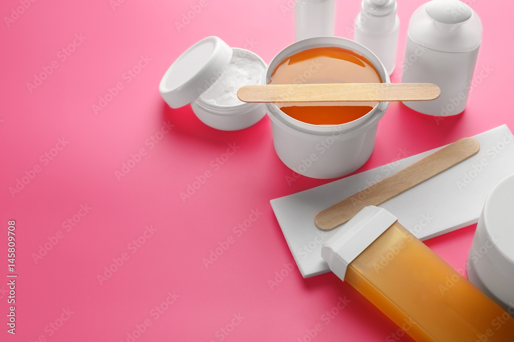 Set for epilation on color background