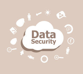 Poster - Text Data Security. Protection concept . Icons set for cloud computing for web and app