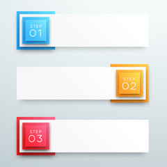 Poster - Vector 3d 1 to 3 Text Box Banner Steps Infographic B