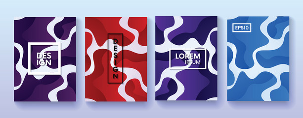 Poster - Set of abstract posters with liquid shapes. Dynamic brochure covers with text frame.
