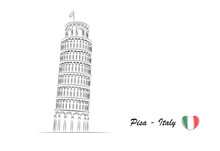 Pisa Leaning Tower Minimal Vector Illustration Isolated On A White Background