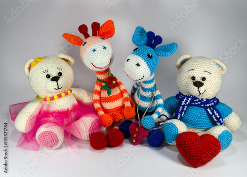 blue and white striped teddy bear