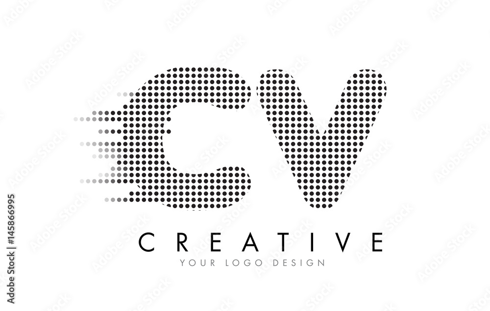 CV C V Letter Logo with Black Dots and Trails. Stock Vector | Adobe Stock