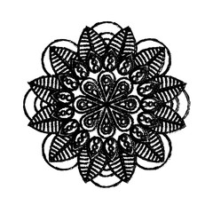 Canvas Print - floral mandala icon over white background. vector illustration