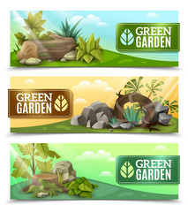 Wall Mural - Landscape Garden Design Horizontal Banners Set 