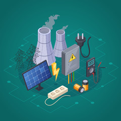 Sticker - Electricity Isometric Composition