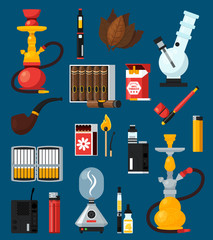 Poster - Smoking Flat Colored Icons Set