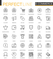 Aufkleber - E-commerce and shopping thin line web icons set. Outline icon design.