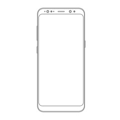 Poster - Outline drawing modern smartphone. Elegant thin line style design.