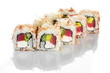 Philadelphia sushi roll with tuna fish isolated on white 
