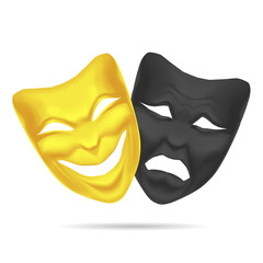 Canvas Print - Golden and Black Mask Theatre. Vector