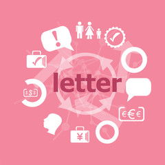 Poster - Text Letter. Business concept . Set of flat icons for mobile app and web