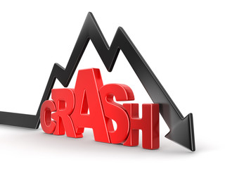 Poster - Word crash with arrow down. Image with clipping path
