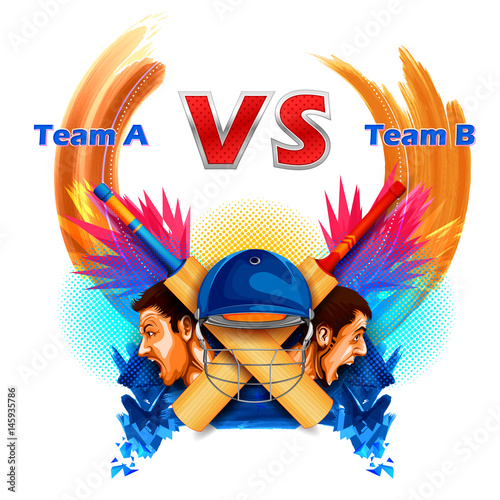 Cricket players of cricket championship and VS versus Stock Vector